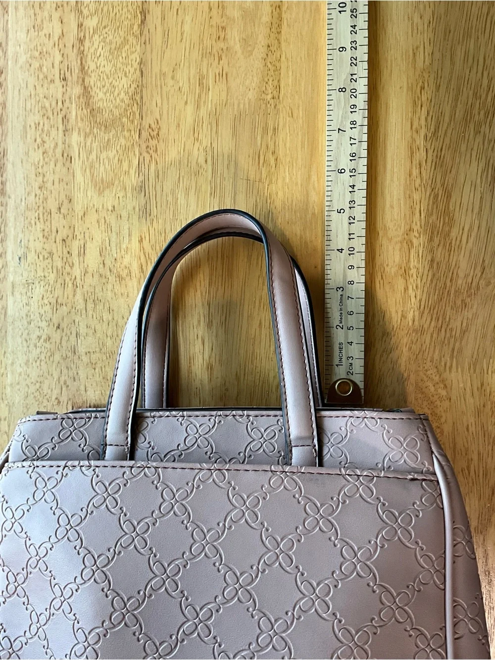 Nine West Dusty Rose Embossed Satchel Purse Faux Leather